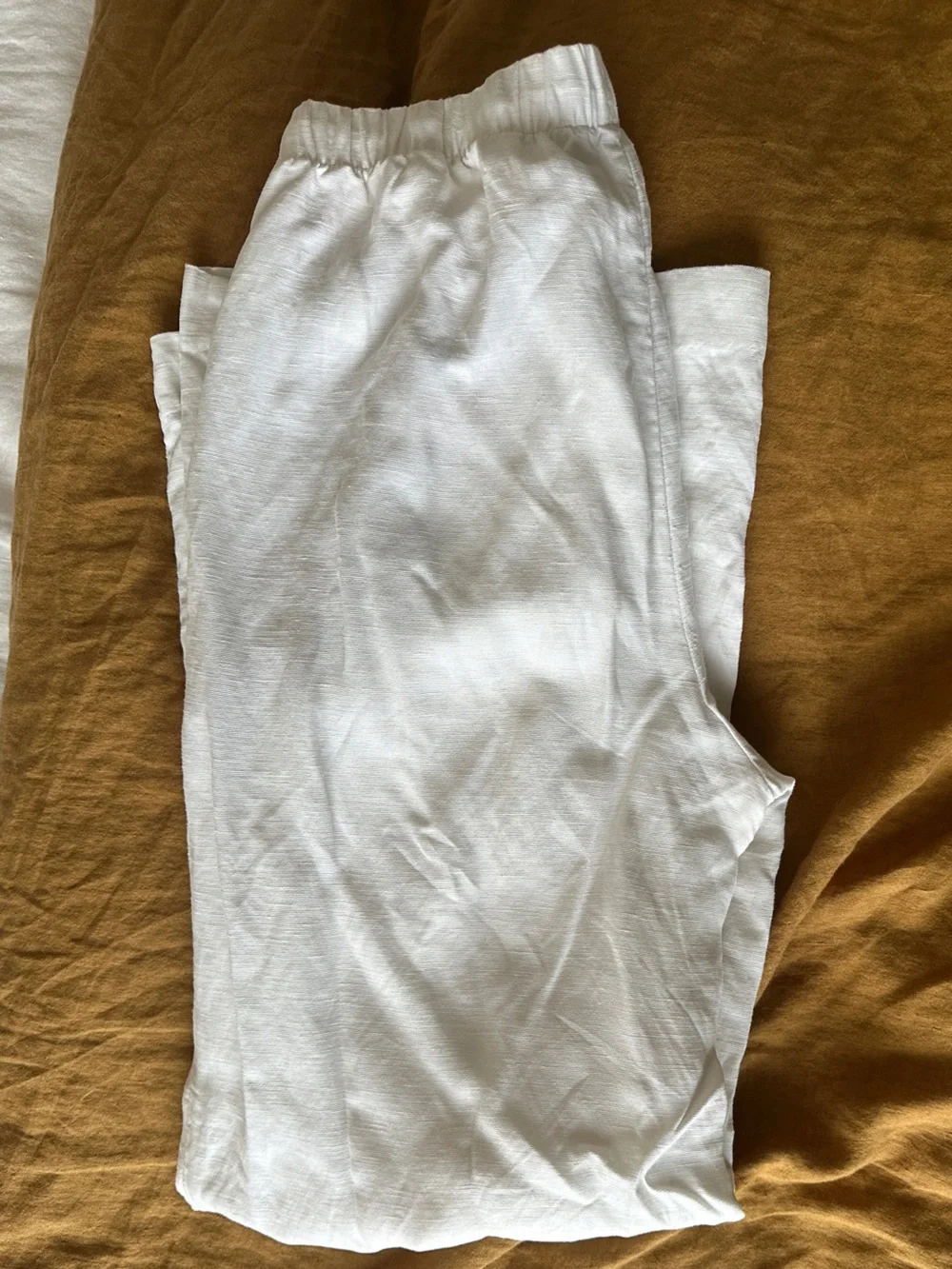 Aritzia Wilfred Lodge White Linen Drawstring Wide-Leg Pants - Picture 3 of 7